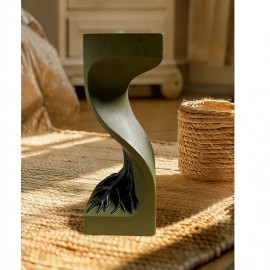 Twisted Resin Pedestal with Root Detail - Olive Green Finish, Artistic Sculptural Stand for Contemporary Interior DecorColor: As picture, Size: One Size