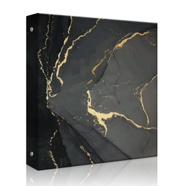 3 Ring Binder, Three Ring Binder for Letter-Size Paper, 1 Inch Round Ring Binder with Dividers, Decorative Cute Hardcover Binder Organizer, Decorative Cute (Black Marble)