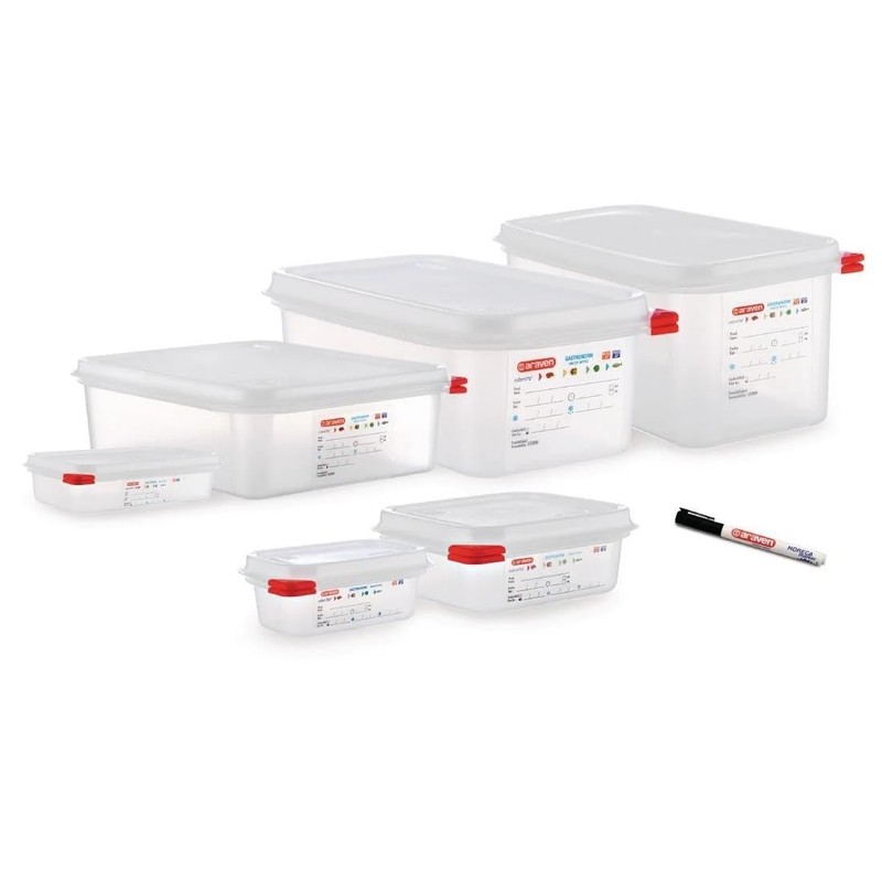 Araven 03350 PP Food Container GN with Lid, 1.1 L,