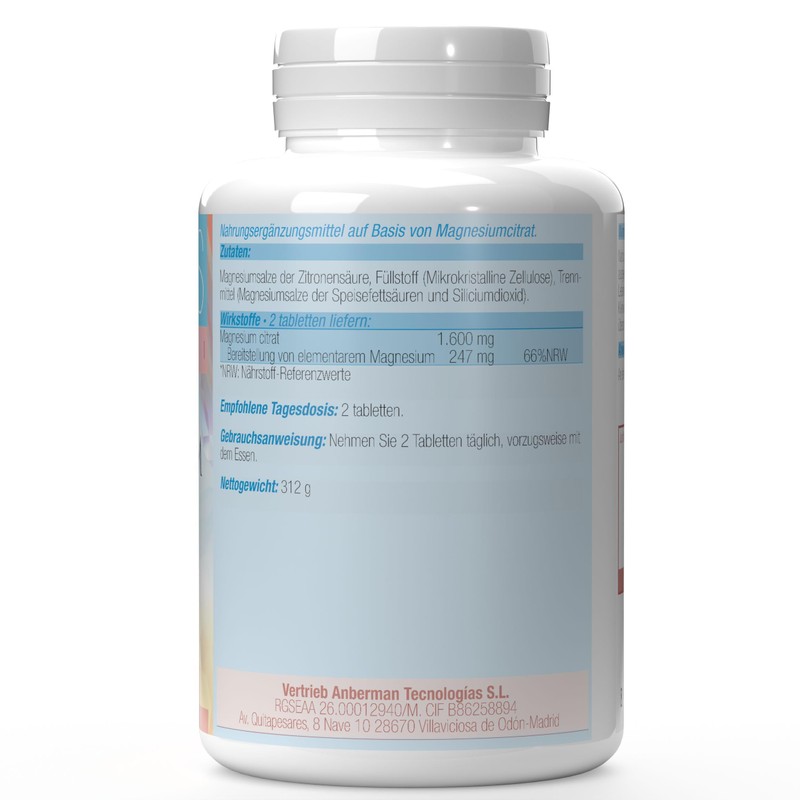 WELLNESS OPTI Magnesium Citrate 1600mg High Absorption - Supplement to