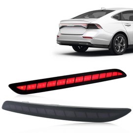GEEGEETOP Red Lens LED Rear Reflector Bumper Fog Light Assembly Compatible With Honda Accord 2023 2024 LX EX Sport Hybrid Functions 3-In-1 Kit (SMOKED)