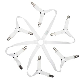 Aclolo Bed Sheet Clips Adjustable Anti Slip Clips Bed Sheet Slipping Clips Non-Slip Elastic Band 6 Sides Triangle (White)