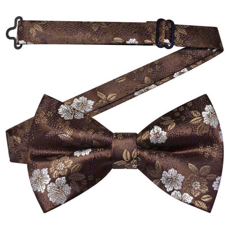 Gusleson Brown Bow Tie and Pocket Square Set for Men
