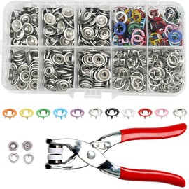 Snap Button Handy Press Tool Set, Ring Snap, Hook Button, Table, Metal Snack, DIY, Easy Operation, Clothes, Plastic Bag, Table, Storage Case Included (100 Pieces)