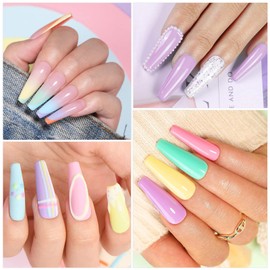 YSUVIN Semi-Permanent Macaron Nail Polish, 10 Colors Macaron Light Pink Cyan Blue Baby Purple Pastel Semi-Permanent Nail Polish, Soak Off UV/LED Lamp Nail Polish Nail Art Gel Nail Polish Set, 8ml