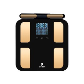EILISON Digital Bathroom Scale with 8 Electrodes BIA Technology High-Precision Smart Body Fat Analyzer BMI Scale, Large Color Touchscreen, Bluetooth App Sync for 23 Metrics, 396LBS Capacity (Black)