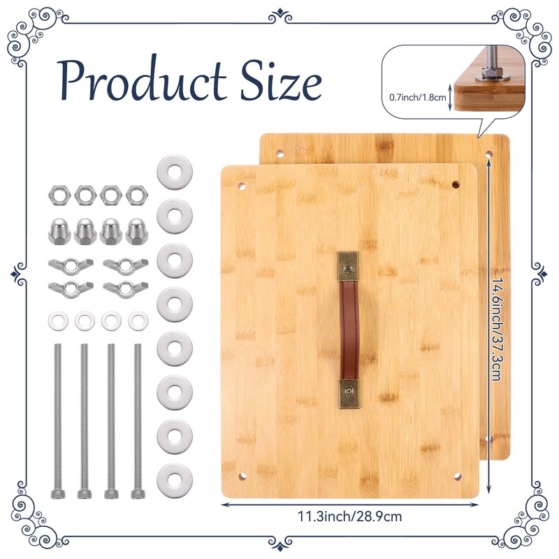 RANERVZ Large Bookbinding Press with Portable Handle, Bamboo Wood Oversized
