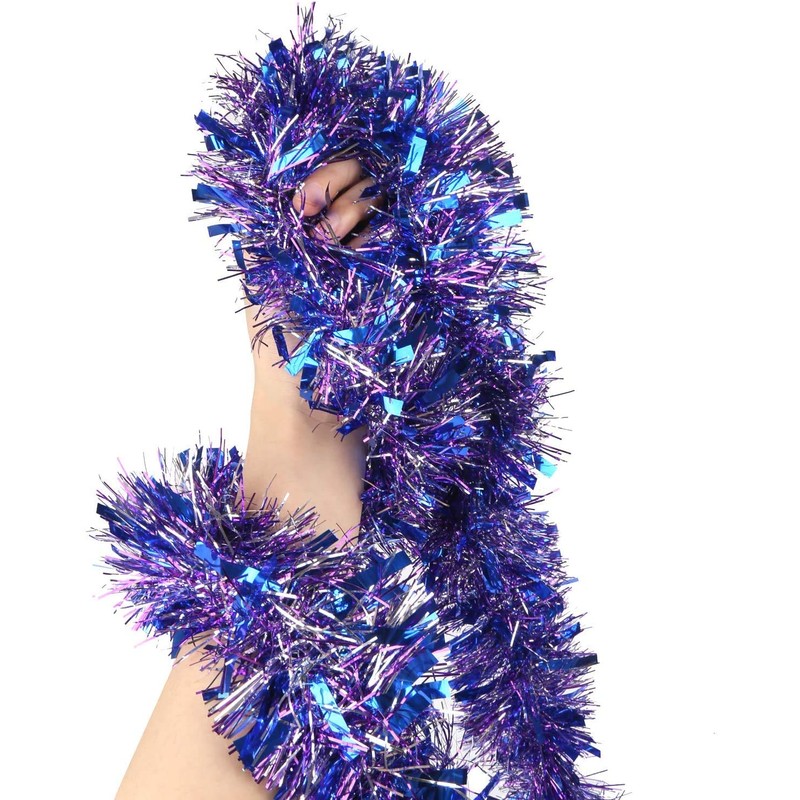 DIYASY RoyalBlue Christmas Chunky Tinsel Garland for Christmas Tree Decorations