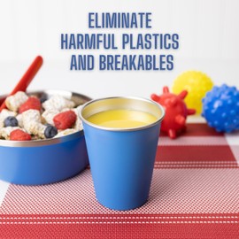 Stainless Steel Kids Cups - Set of 4 - Metal Cups for Children and Toddlers, Premium 10 oz Drinking Glasses in Fun Colors, BPA Free, Unbreakable (Assorted 1)