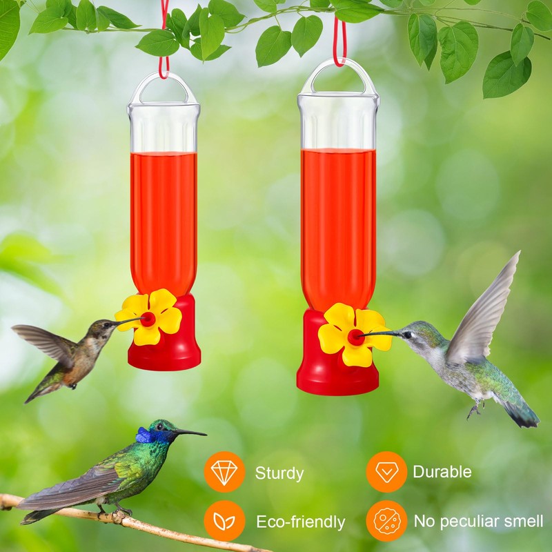 Sunnyray 10 Pack Small Hummingbird Feeder for Outdoors Mini Plastic