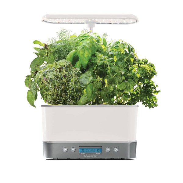AeroGarden Harvest Elite Indoor Garden Hydroponic System with LED Grow Light and Herb Kit, Holds up to 6 Pods, White