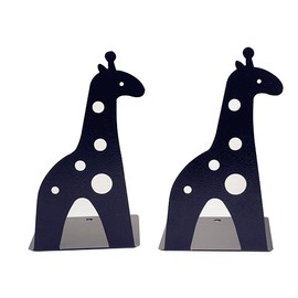 Cute Cartoon Giraffe Shape Nonskid Metal Bookends for Kids Gift Decoration(Black)
