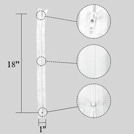 KGS Nylon Zipper | 20 Assorted Colored Zippers for Sewing Crafts | 40 Zippers/Pack (18 Inch)