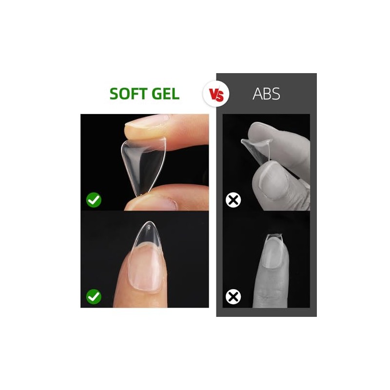 BTYMS 550 puntas de uñas postizas almendradas, uñas postizas transparentes