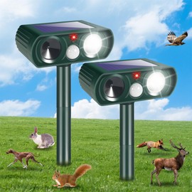 Solar Ultrasonic Animal Repellent Outdoor Cat Repellent Deer Repeller with Motion Detection & Flashing Light,Animal Deterrent Devices for Dog Squirrel Raccoon Skunk Rabbit Out of Garden Farm Yard