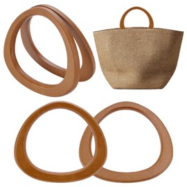 PH PandaHall 4pcs D-Shaped Wooden Purse Handle, Handbag Handle Decorative Bag Handles Smooth Purse Handle Replacement for Macrame Crochet Bag Handbags Straws Beach Canvas Purse Making, Camel