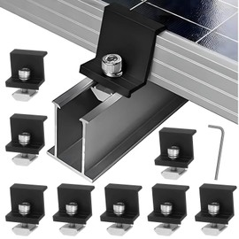 Pack of 8 Solar Panel Bracket End Clamp, 30 mm Solar Panel Z Bracket Edge Clamp with Nuts and Screws Mounting Solar Panel Holder for Camping, Roof, Motorhome Roofs, Black