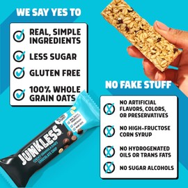 Junkless Chocolate Chip & Strawberry Chewy Granola Bars Twin Pack - Less Sugar, Great Tasting, Wholesome Snacks - 1.1 oz. Bars