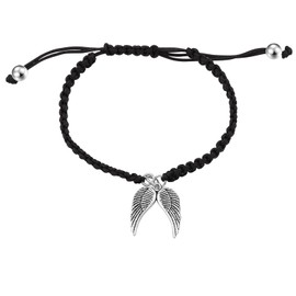 PLITI Loss of Son Memorial Gift Mourning Gift in Loving Memory of Your Son Angel Wings Charm Bracelet, Stainless Steel, Cubic Zirconia