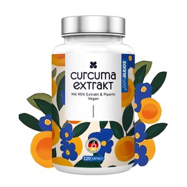 Sonnesee Curcuma Extrakt 120 Kapseln Hochdosiert 15000 mg Kurkuma pro Kapsel mit 95 % Curcuminoiden + Piperin –vegane & laborgeprüft in Deutschland produziert