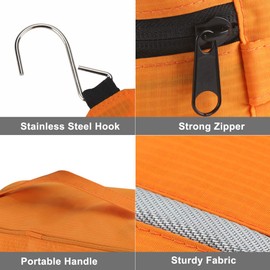 homchen Hanging Toiletry Bag Travel Kit for Men Women, Upgrade Large Capacity Wash Bag Makeup Bag with 4 Compartments, Foldable Compact Size