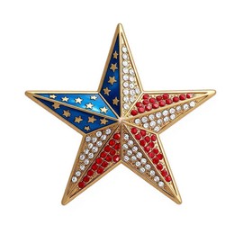 MALOYANVE 4 th of July Brooches for Women Girls Red White Blue Rhinestone American Flag Patriotic USA Letter Cross Eagle Map Heart Ribbon Brooch Pin Bulk Vintage Fourth of July Celebrate Independence Day Lapel Pins Jewelry Gifts (Star)