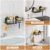 LEVERLOC Shower Caddy Suction Cup, Black Shower Shelf with Hooks