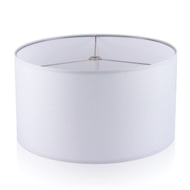 Wellmet 18"x18"x12" Assembly Required Lampshades for Table Lamp,Bedside Lamp,Floor Lamp,Fabric Drum Lamp Shades Classic Modern Style,Spider Fitter,White