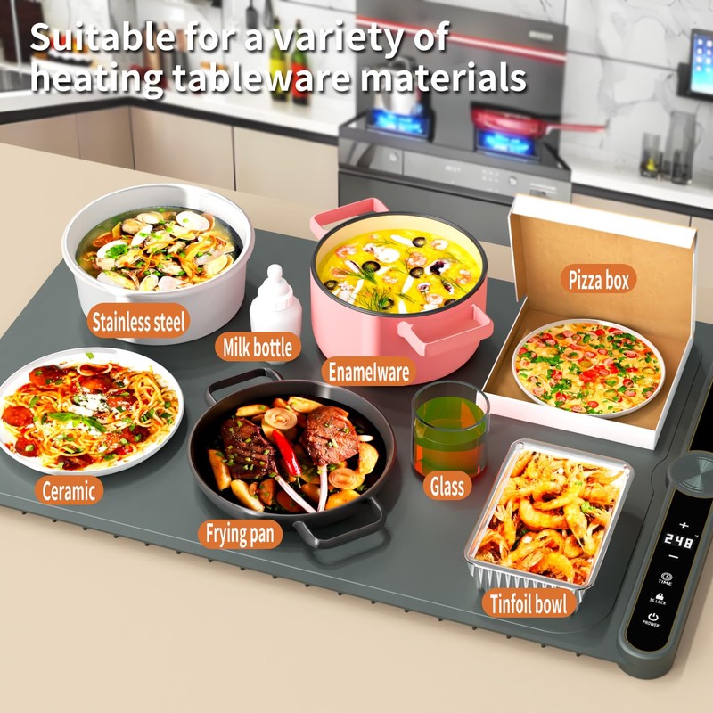 LYSXP 2025 Food Warming Mat, 15x23.6Inch 9-Level Temperature Adjustment, Multi-Functional