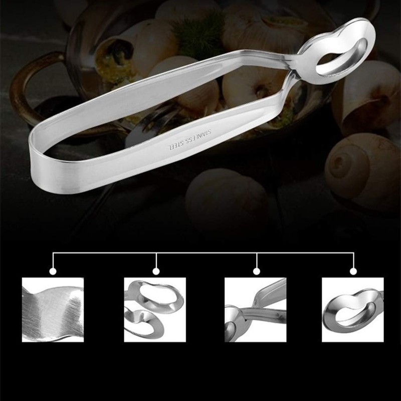 2pcs Stainless Steel Escargot Snail Tong and Snail Fork for