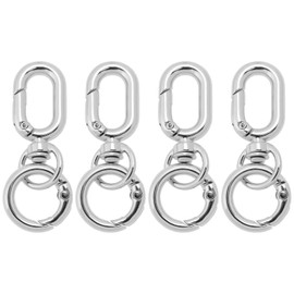 LT Easiyl 4pcs Double Opening Metal Spring Snap Hooks Clips Zinc Alloy Double Opening Swivel Spring Hooks Clips Swivel Lobster Claw Clasp with Spring for DIY Keychains Bags Purses Silver