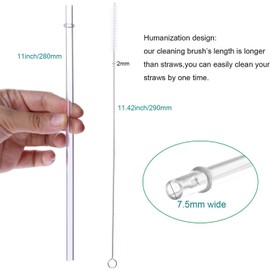 DAKOUFISH 11 Inch Clear Reusable Plastic Replacement Drinking Straws for 24 oz & 16 oz Mason Jar Tumblers,Set of 12 Pcs Straws with Cleaning Brush (11inch 7color)