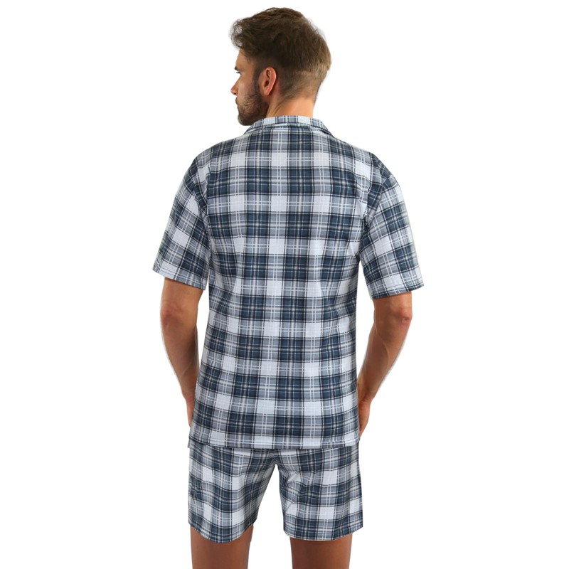 sesto senso Elegant Checked Short Sleeve Pyjamas Men's Button Down