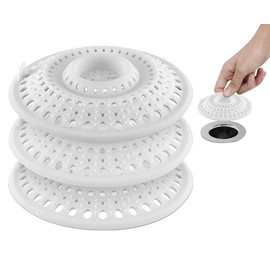 Meadow Lane Self-Sealing Hair Catcher for Multiple Drain Sizes, White (3 Pack)