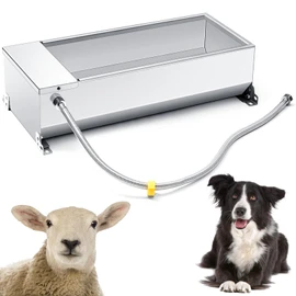 Zonon Automatic Livestock Water Trough Large Capacity Self Filling Dog Waterer Tank Animal Drinking Water Bowl Stainless Steel with Float Valve Kit for Dog Horse Goat Pig Cow