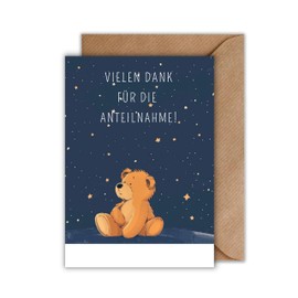 WBdesignz 10 x Thank You Cards Star Child with Envelope - Teddy Bear Thank You Sympathy Card Child Death Thank You Card Mourning Condolence Cards Thank You For The Condolence (DIN A6)