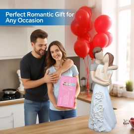 GZVDYG White Couple Embracing Resin Figurine, 6.1" H, Romantic Gifts for Him & Her, Abstract Romantic Design, Engagement Anniversary Wedding Keepsake Home Decor