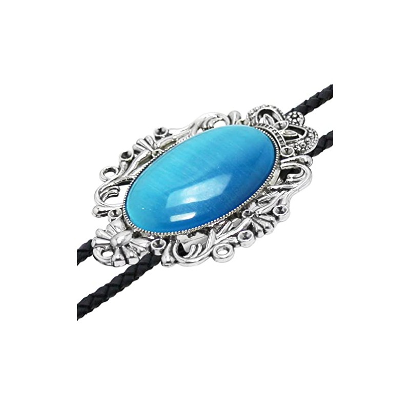 Bowties.jp prt0187 Blue Crown Oval Stone Loop Tie Necklace Polar