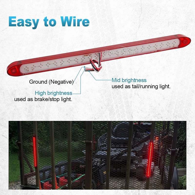 Partsam 2PCS 17 inch Red LED Trailer Light Bar 23