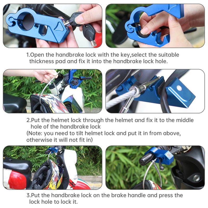 Windance Heavy Duty Solid Handlebar Lock + Helmet Lock Combo