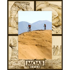 Saddle Mountain Souvenir Moab Utah Quad Laser Engraved Wood Picture Frame Portrait (8 x 10)