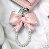 Nalefow Cute Bow Keychain for Women Pearl Bag Charm Shiny
