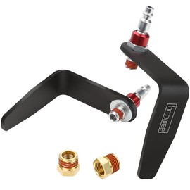 Hromee Pneumatic Tool Rafter Hook Hanger with 1/4" Swivel Air Fittings, L-Shaped Hook for Air Nailer, Air Hammer, Air Blow Gun with 1/4” Female to 3/8” Male Adapter 2 Pieces