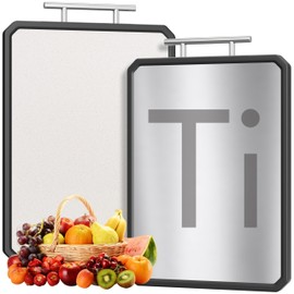 Titanium Cutting Boards for Kitchen, Large 16x11 Inch Pure Titanium and Wheat Straw PP Double Sided Chopping Board, Dishwasher Safe, Easy to Clean