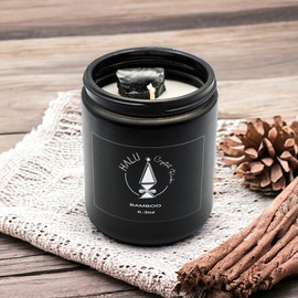 Bamboo Scented Candle + Obsidian Crystal | Aromatherapy | Meditation | Reiki Infused | 100% Natural Soy Candles