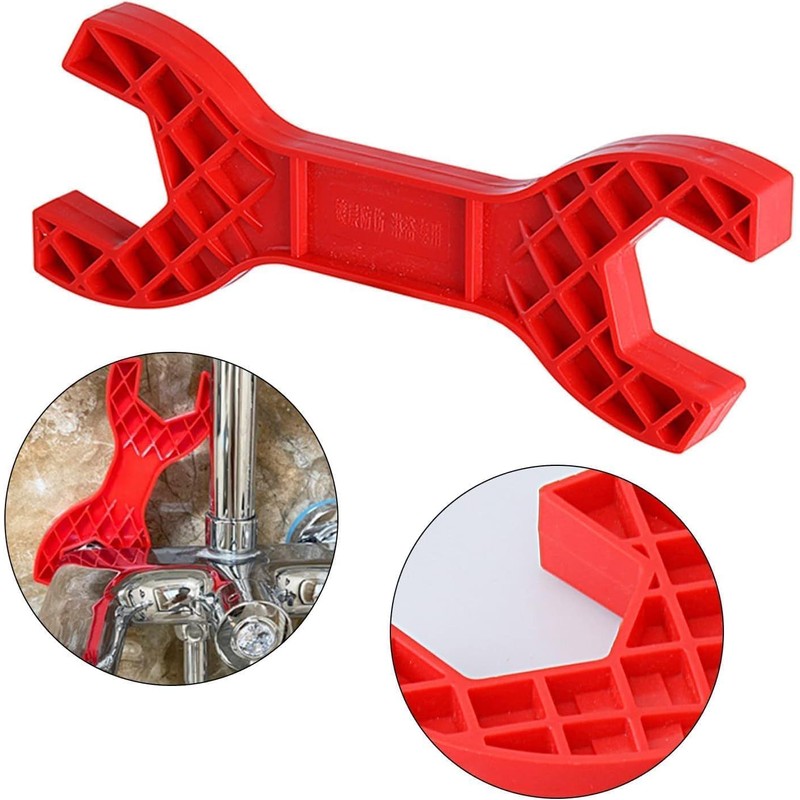 1Pc Red Multifunctional Double Head Shower Wrench Plastic Made Lightweight