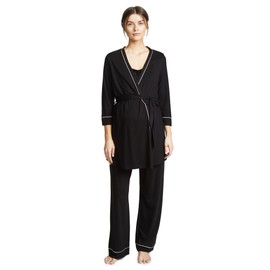 Cosabella Women's Bella Maternity PJ Set, Black/Ivory, L