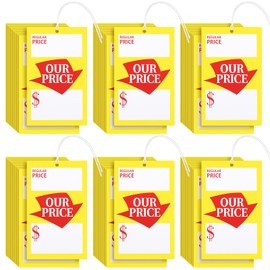 Sayglossy 500 Pcs Price Tags with String Attached 3.25" x 5" Regular and Our Price Retail Labels Large Red Yellow White Merchandise Sale Tags Shipping Tags for Store Garage Clothing Taggin