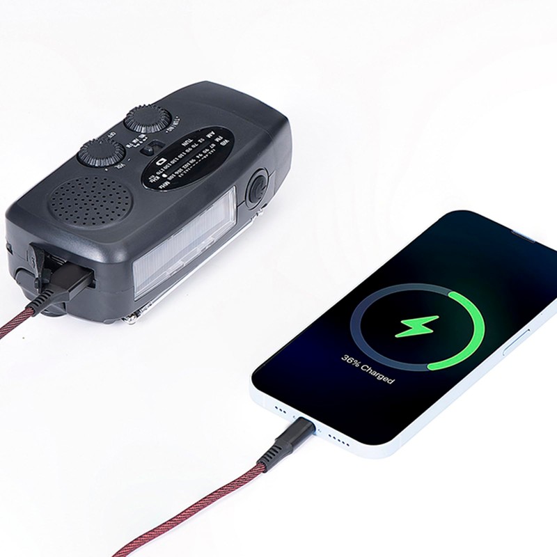 Jectse Emergency Solar Hand Crank Radio with Bright LED Flashlight