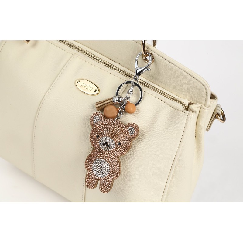 LUMIACTY Bear Key Chain Rhinestone Glitter Bag Charm, red